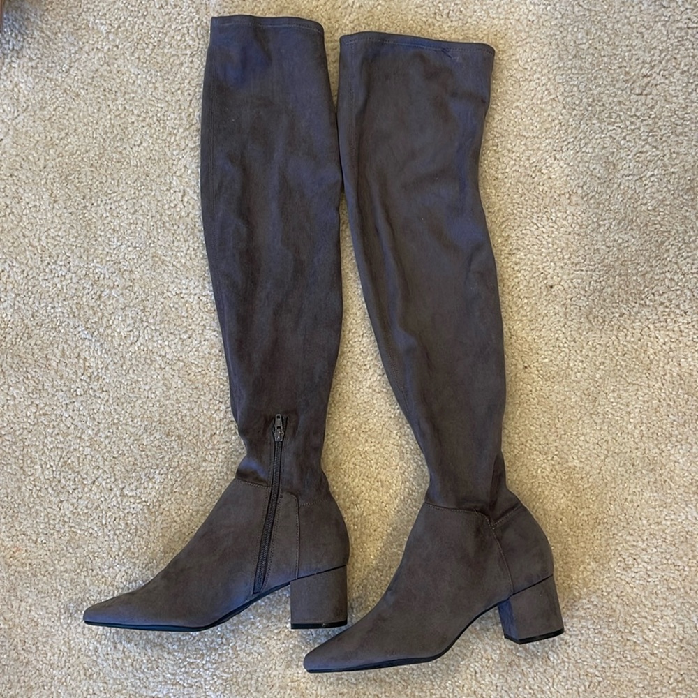 Naviah Faux Suede Heeled Over the Knee Boots size 8